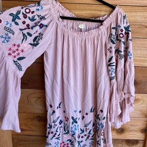 Altar’d State Brand flowy, floral strapless dress, above knee, size medium